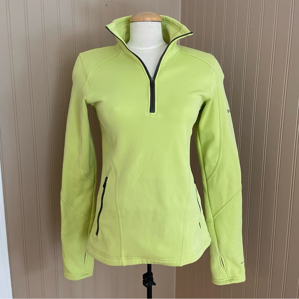 Columbia Lime Green Women’s Half Zip Fleece Jacket Sweater Pullover Size Small